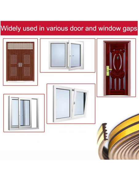 Set 2 buc, Banda autoadeziva pentru etansarea usilor si ferestrelor, Profil E, 9mm x 4mm, Rezistenta UV, Cauciuc EPDM, 6 m, Maro