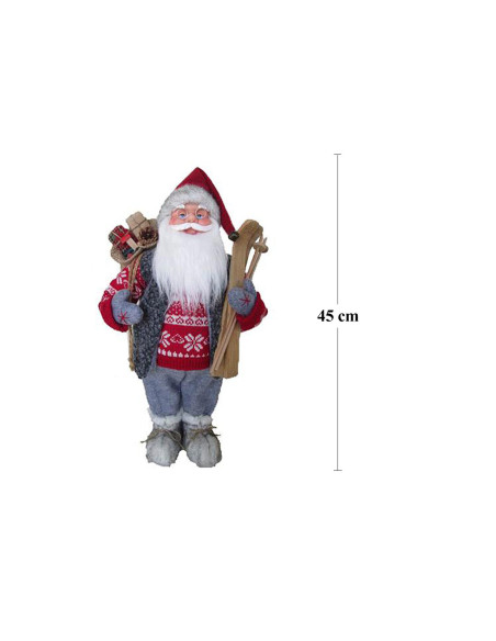 Decoratiune, Mos Craciun cu schiuri, 45 cm