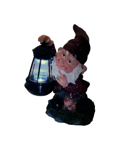 Decoratiune gradina, ceramica/plastic, lampa solara, pitic, 17x16x27 cm