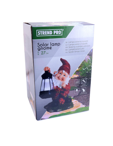 Decoratiune gradina, ceramica/plastic, lampa solara, pitic, 17x16x27 cm