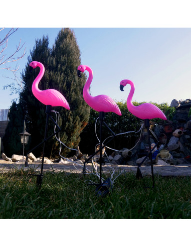 Lampa solara pentru gradina, 3 flamingo, 18x6x52 cm, Strend Pro