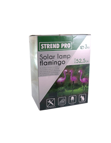 Lampa solara pentru gradina, 3 flamingo, 18x6x52 cm, Strend Pro