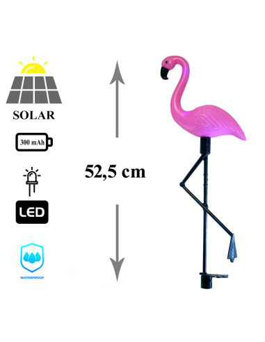 Lampa solara pentru gradina, 3 flamingo, 18x6x52 cm, Strend Pro