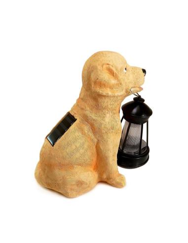 Decoratiune gradina, polirasina, lampa solara, catel cu felinar, 14x24x25 cm