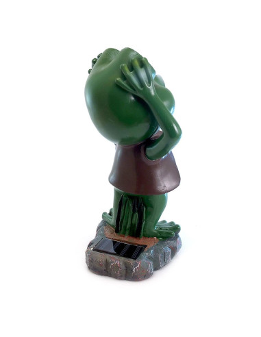 Decoratiune gradina, polirasina, lampa solara, broasca, 14x12x25 cm