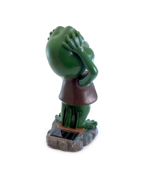 Decoratiune gradina, polirasina, lampa solara, broasca, 14x12x25 cm