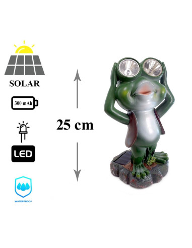 Decoratiune gradina, polirasina, lampa solara, broasca, 14x12x25 cm