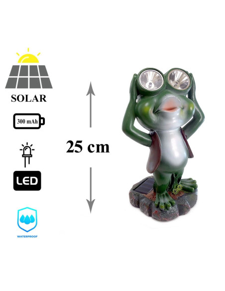 Decoratiune gradina, polirasina, lampa solara, broasca, 14x12x25 cm