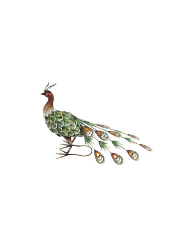 Decoratiune gradina, metalica, paun verde, 23x62x43 cm