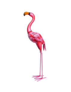Decoratiune gradina, metalica, flamingo, 14x24x65 cm
