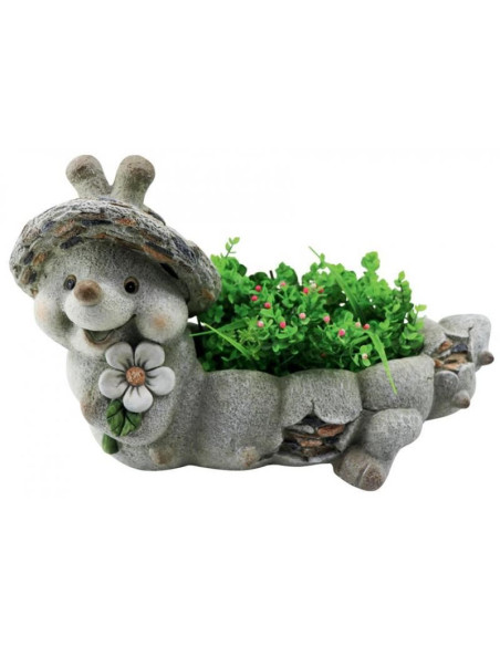 Decoratiune gradina, ceramica, omida cu ghiveci, 47x23x28 cm