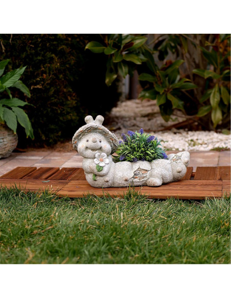 Decoratiune gradina, ceramica, omida cu ghiveci, 47x23x28 cm