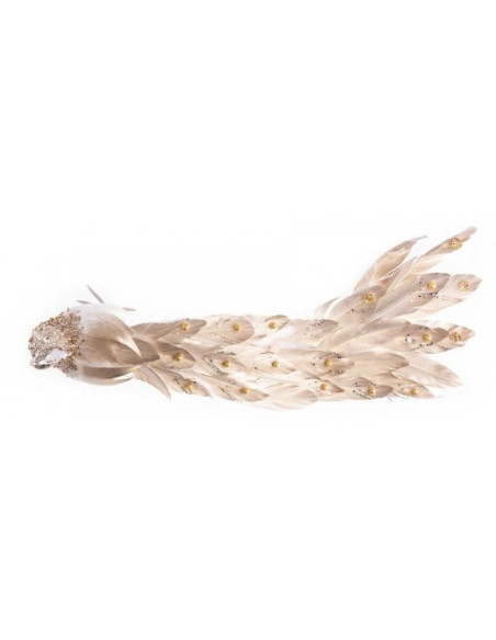 Decoratiune Craciun, paun, auriu si alb, 50x20x23 cm