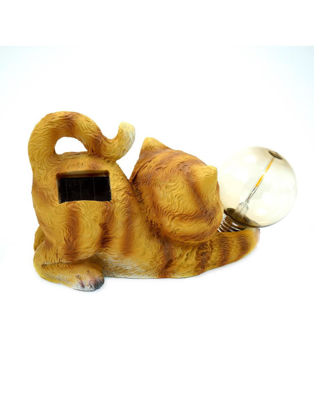 Decoratiune gradina, polirasina, lampa solara, pisica cu bec, 26x12.5x15 cm, Strend Pro