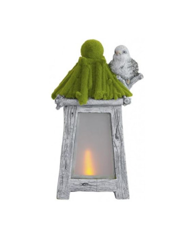 Decoratiune gradina, ceramica, lampa solara, felinar cu pasare, 26x20x45 cm