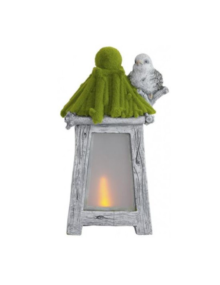 Decoratiune gradina, ceramica, lampa solara, felinar cu pasare, 26x20x45 cm