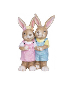 Decoratiune gradina, ceramica, iepurasi, 34x19x51 cm