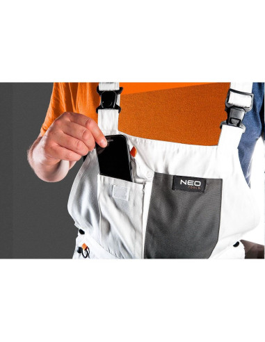 Pantaloni de lucru cu pieptar, salopeta, alb, model HD, marimea LD/54, NEO