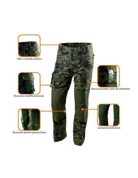 Pantaloni de lucru, camuflaj, model Camo, marimea XL/54, NEO