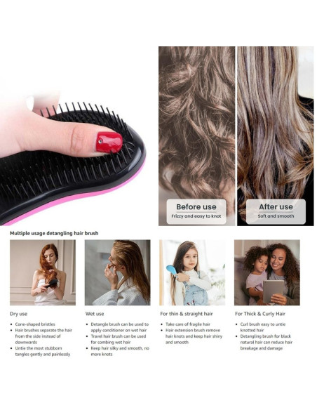 Perie de Par cu Dinti Rari, Forma Rotunjita pentru Scalp, Previne Caderea Parului, Descalceste Parul Incurcat, Pentru Par Umed s