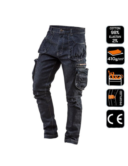 Pantaloni de lucru tip blugi cu 5 buzunare, model Denim, marimea XS/46, NEO