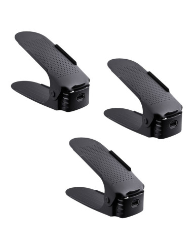 Set 3 buc, Suport antiderapant si ajustabil pentru depozitare o pereche de incaltaminte, PP, 6&21525.5&21511/17 cm, Negru