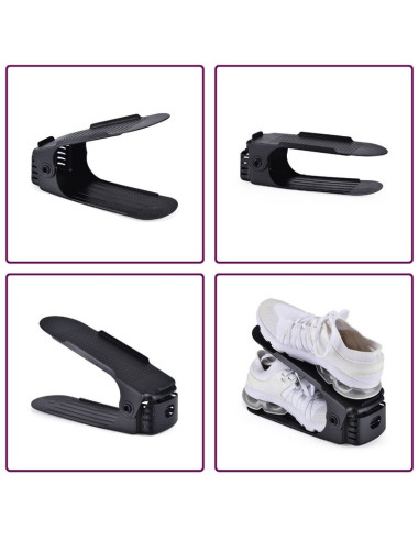 Set 3 buc, Suport antiderapant si ajustabil pentru depozitare o pereche de incaltaminte, PP, 6&21525.5&21511/17 cm, Negru