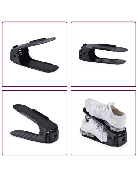 Set 3 buc, Suport antiderapant si ajustabil pentru depozitare o pereche de incaltaminte, PP, 6&21525.5&21511/17 cm, Negru