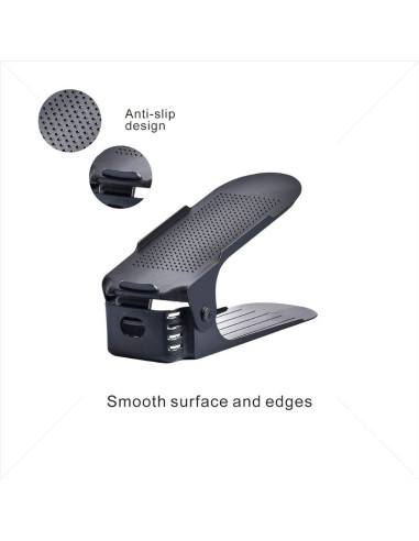 Set 3 buc, Suport antiderapant si ajustabil pentru depozitare o pereche de incaltaminte, PP, 6&21525.5&21511/17 cm, Negru