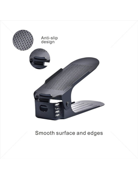 Set 3 buc, Suport antiderapant si ajustabil pentru depozitare o pereche de incaltaminte, PP, 6&21525.5&21511/17 cm, Negru
