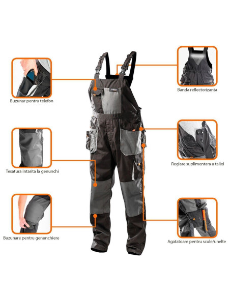 Pantaloni de lucru cu pieptar, salopeta, model HD, marimea S/48, NEO