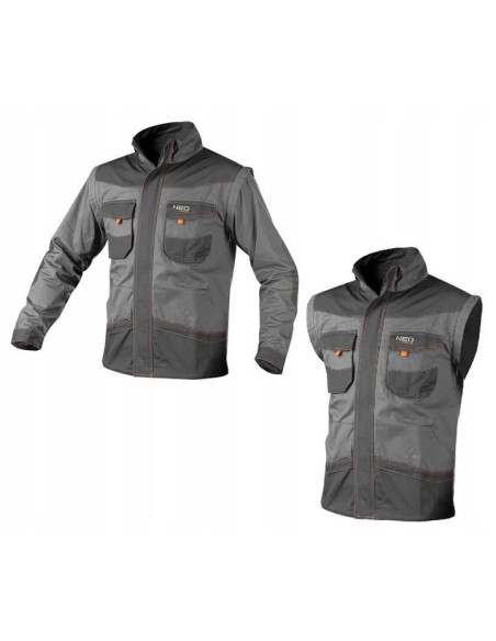 Geaca de lucru, convertibila in vesta, 2 in 1, maneci detasabile, bumbac, marimea M/50, NEO