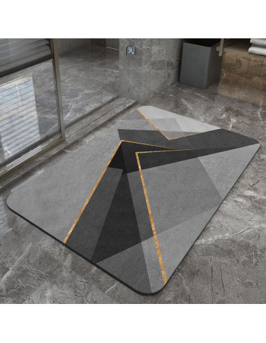 Covoras pentru baie ultra absorbant, anti-alunecare, material Diaton, Model Abstract, 50 x 80 cm