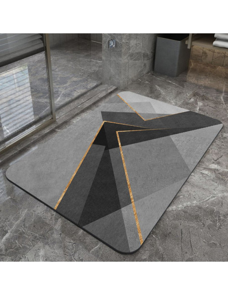 Covoras pentru baie ultra absorbant, anti-alunecare, material Diaton, Model Abstract, 50 x 80 cm