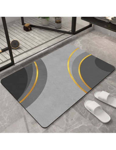 Covoras pentru baie ultra absorbant, anti-alunecare, material Diaton, Model Cercle, 50 x 80 cm