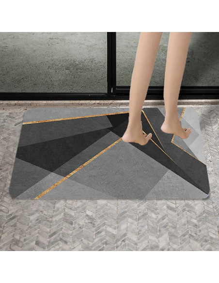 Covoras pentru baie ultra absorbant, anti-alunecare, material Diaton, Model Cercle, 50 x 80 cm