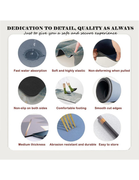 Covoras pentru baie ultra absorbant, anti-alunecare, material Diaton, Model Cercle, 50 x 80 cm
