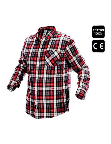 Camasa de lucru bumbac, rosu-gri-alb, marimea XL/56, NEO