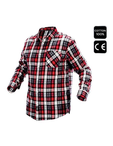 Camasa de lucru bumbac, rosu-gri-alb, marimea XL/56, NEO