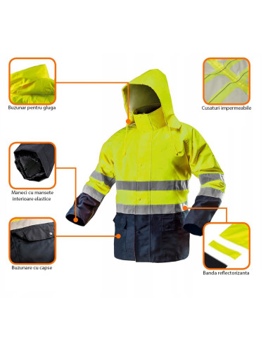 Geaca de lucru, tesatura Oxford, impermeabila, galben, model Visibility, marimea L/52, NEO