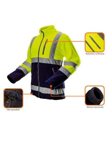 Geaca de lucru, reflectorizanta, lana polara, galben, model Visibility, marimea S/48, NEO