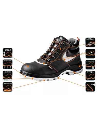 Bocanci de lucru, S1P, SRA, piele, marimea 43, NEO