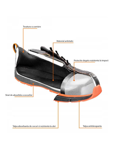 Pantofi de lucru, S1, SRC, protectie metalica, marimea 44, NEO