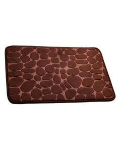 Covoras de baie din Poliester si spuma de memorie, model pietre, anti-derapant, ultra-absorbant, Maro, 60 x 40 cm