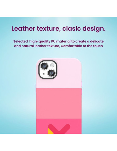 Husa de protectie cu armatura pe margini pentru Iphone 14 Pro, Piele Ecologica si Folie de Protectie 9H, Grosime 0.3 mm, Roz