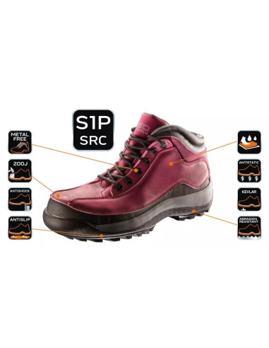 Bocanci de lucru pentru femei, S3, SRC, piele, bombeu compozit, marimea 36, NEO