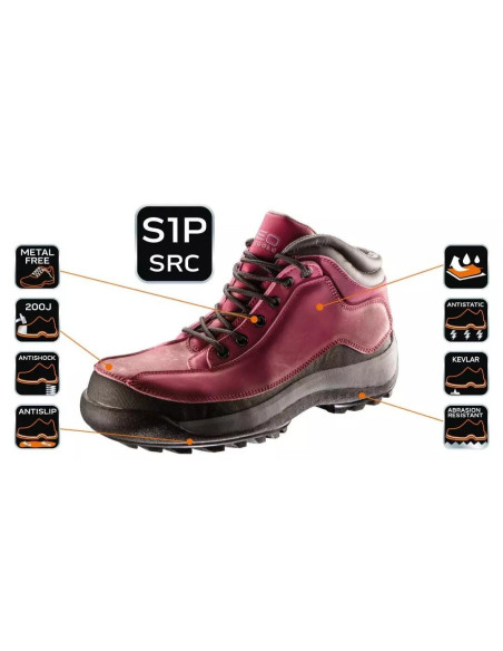 Bocanci de lucru pentru femei, S3, SRC, piele, bombeu compozit, marimea 36, NEO