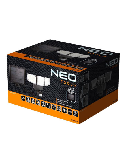 Lampa solara de perete, LED, senzor miscare, 2 moduri iluminare, 10 W, 1000 lm, IP65, NEO 