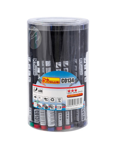 Set 36 buc marker permanent subtire, 4 culori, Richmann