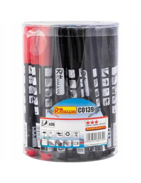 Set 36 buc marker permanent, gros, 4 culori, RICHMANN
